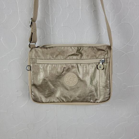 Kipling Callie Womens Crossbody Bag Gold Metallic Lightweight Casual Purse Bag - Picture 13 of 14
